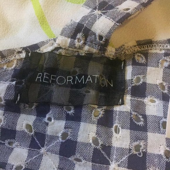 Reformation Scott 2 piece gingham mini skirt camisole crop top co ord set dress - Picture 3 of 5